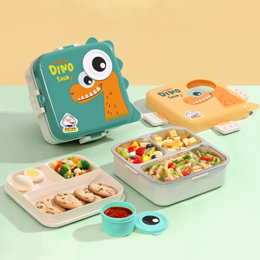 Dinosaur Square Stainless Steel Lunch Box