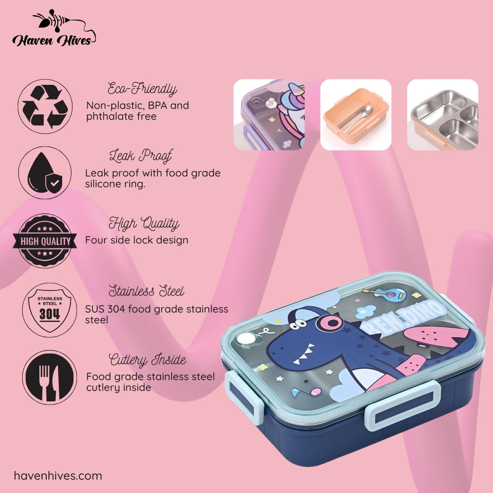 3 Compartment Dino Unicorn Lunch Box