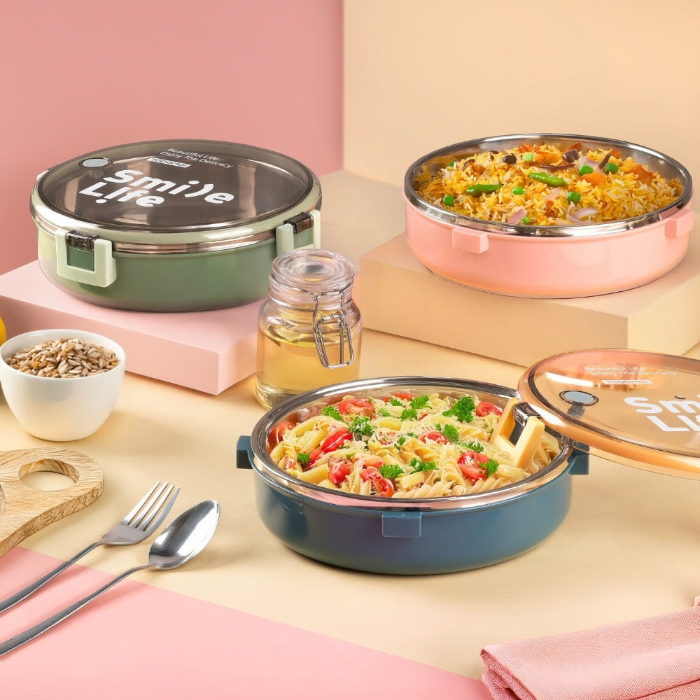 Round Stainless Steel Insulated Maggi Lunch Box