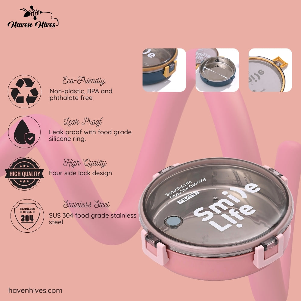 Round Stainless Steel Insulated Maggi Lunch Box