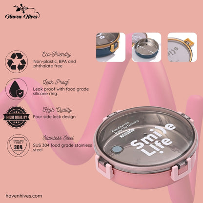 Round Stainless Steel Insulated Maggi Lunch Box Haven Hives