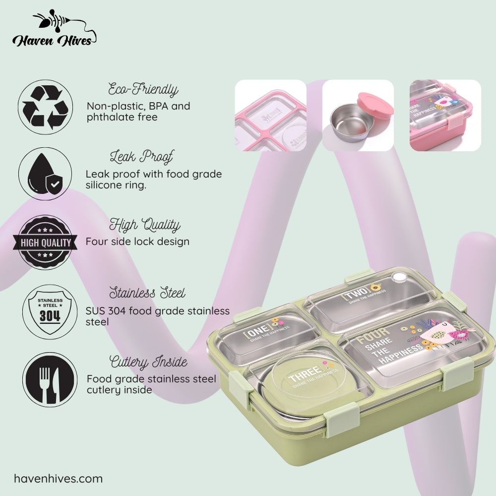 4 Compartment 100% Leak-Proof Lunch Box