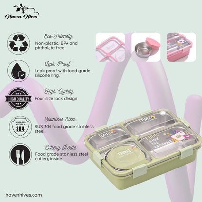 4 Compartment 100% Leak-Proof Lunch Box Haven Hives
