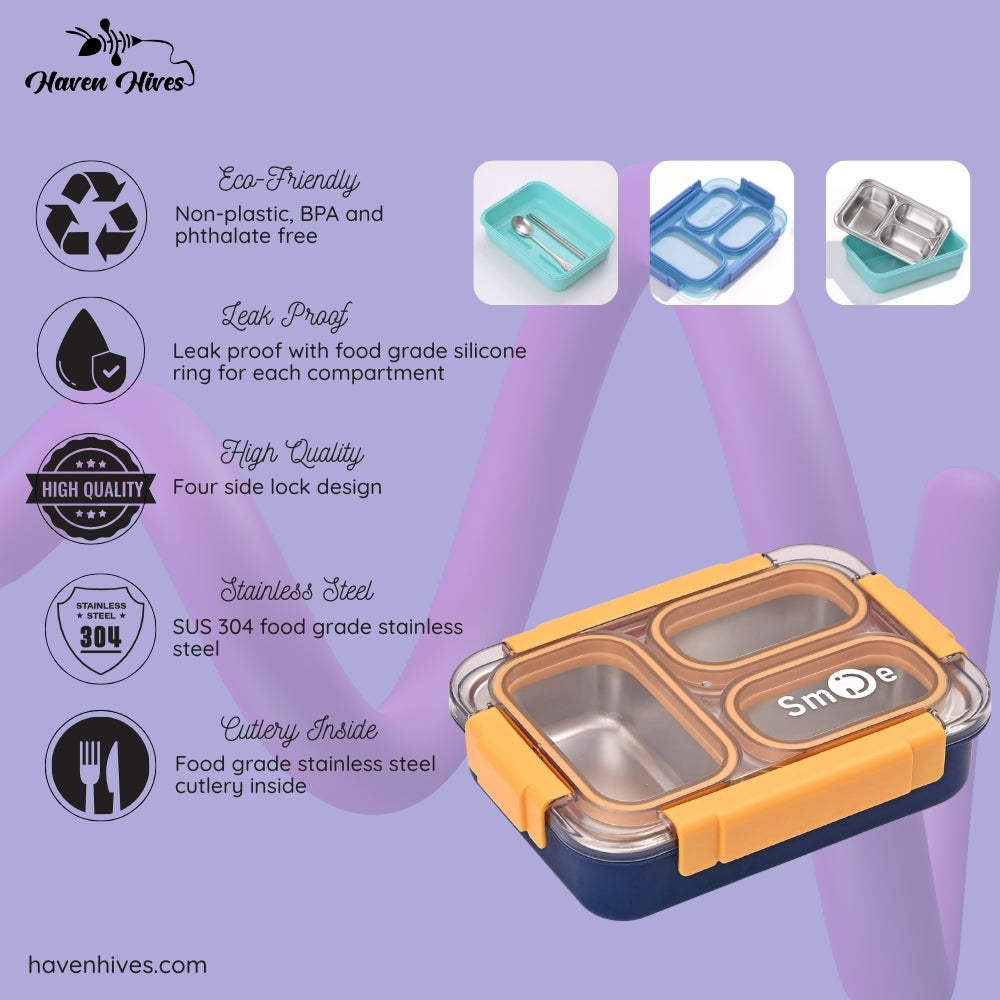 3 Compartment 100% Seal-Proof Lunch Box